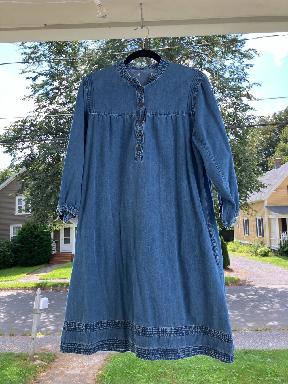 Denim Blue Casual Button-Front Dress